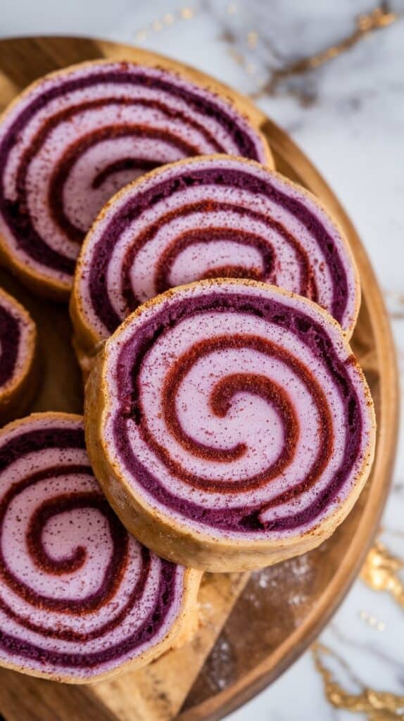 Ube Cinnamon Rolls with Cream Cheese Icing