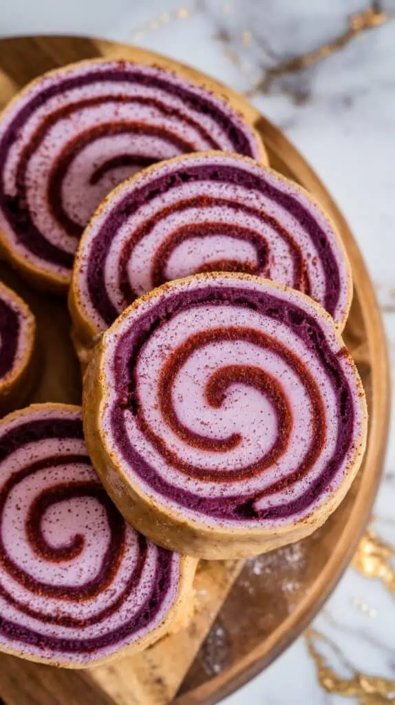Ube Cinnamon Rolls with Cream Cheese Icing