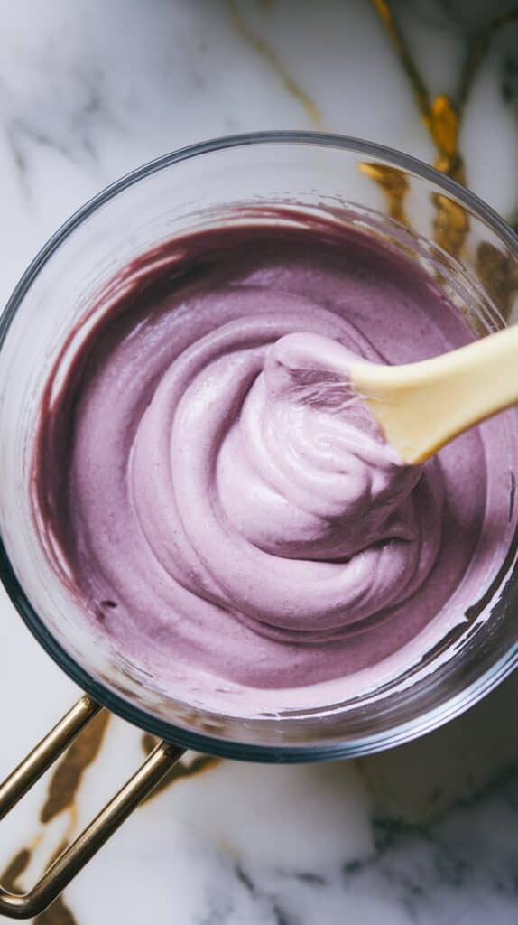 Ube Lava Cake with Vanilla Ice Cream