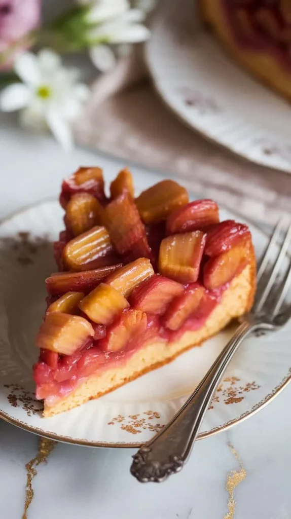 Caramelized Rhubarb Upside Down Cake