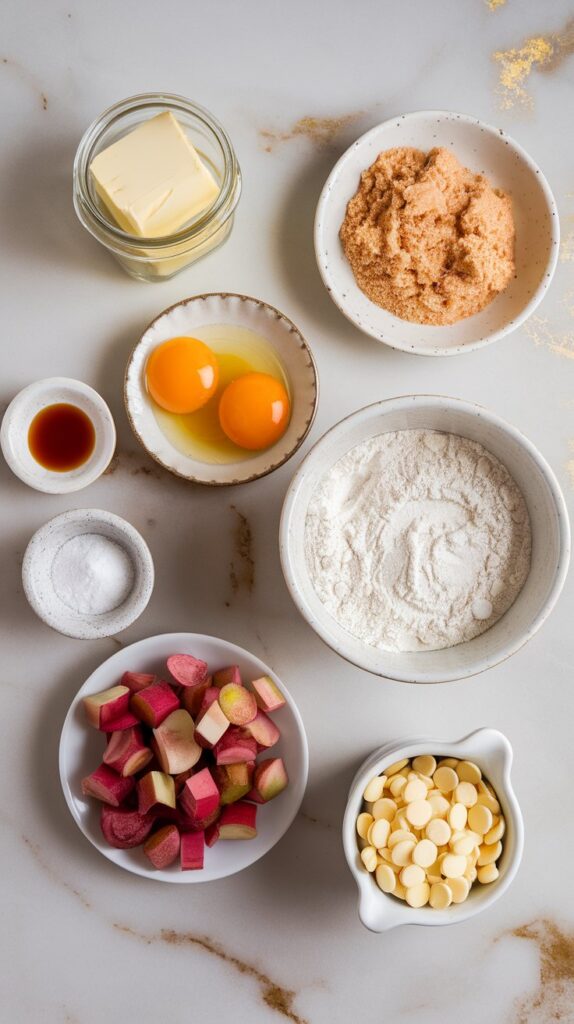 Rhubarb and White Chocolate Blondies