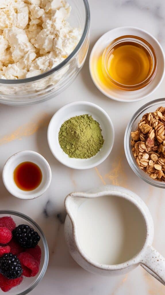 Cottage Cheese Matcha Pudding