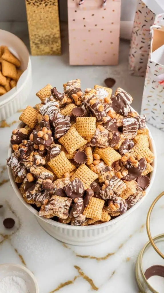 Double Peanut Butter Muddy Buddies Chex Mix