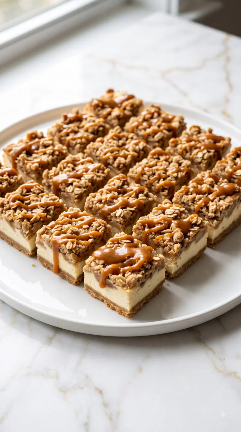 Caramel Apple Cheesecake Bars with Streusel Topping