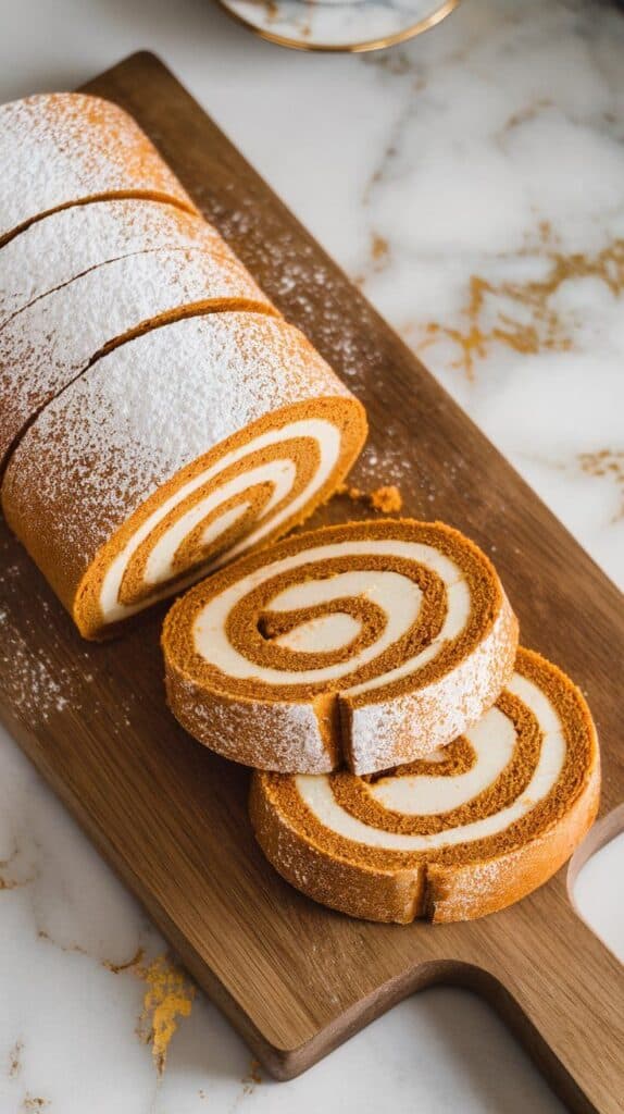 Creamy Pumpkin Spice Roll Cake