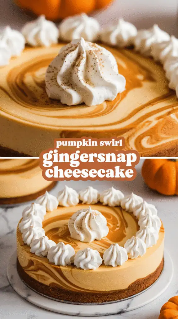 Pumpkin Swirl Gingersnap Cheesecake
