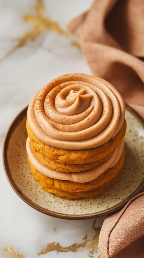 soft pumpkin cookies with cinnamon frosting