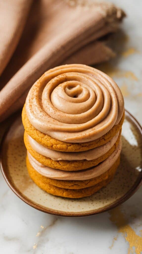 soft pumpkin cookies with cinnamon frosting