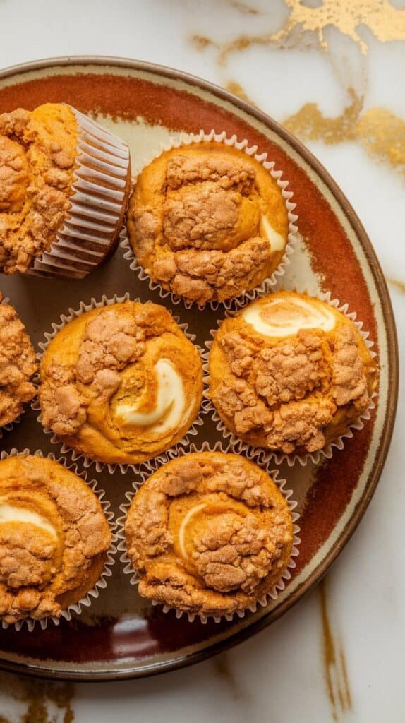 Pumpkin Cream Cheese Swirl Muffins with Streusel