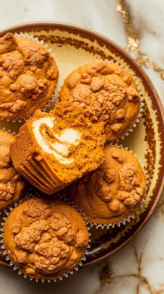 Pumpkin Cream Cheese Swirl Muffins with Streusel