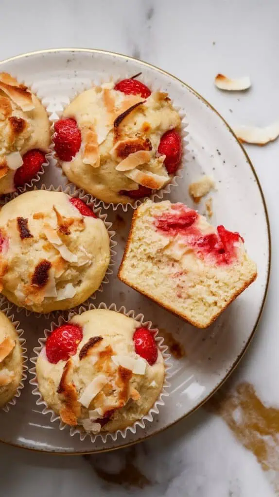Strawberry Coconut Cottage Cheese Muffins