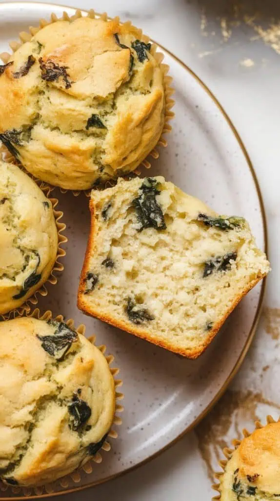 Savory Spinach Feta Cottage Cheese Muffins