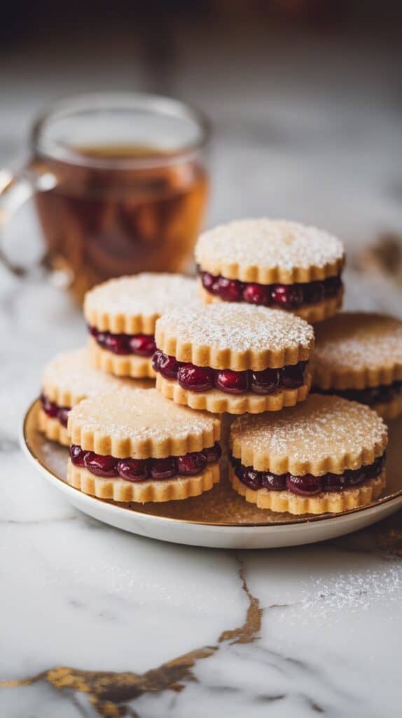 Cranberry Shortbread Sandwich Cookies