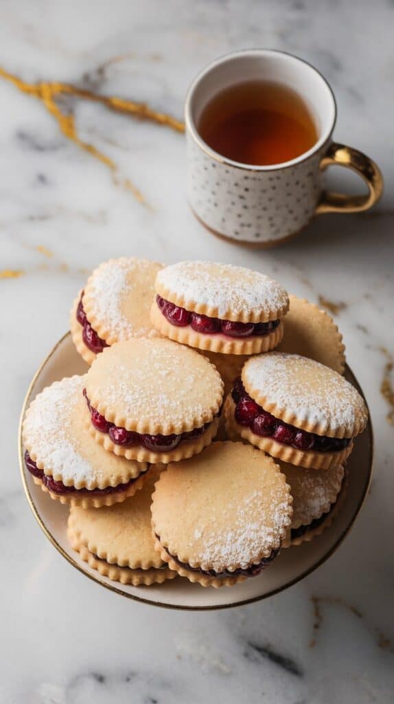 Cranberry Shortbread Sandwich Cookies