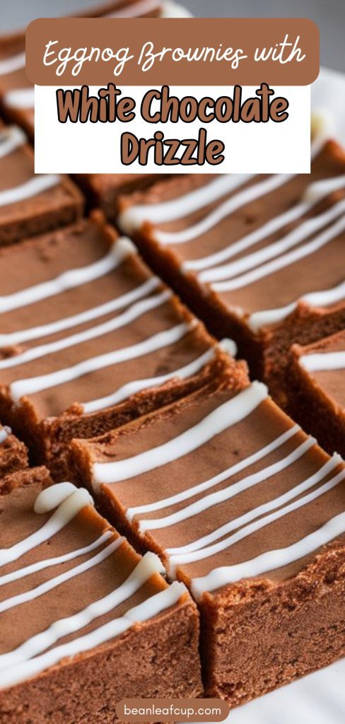 Eggnog Brownies with White Chocolate Drizzle