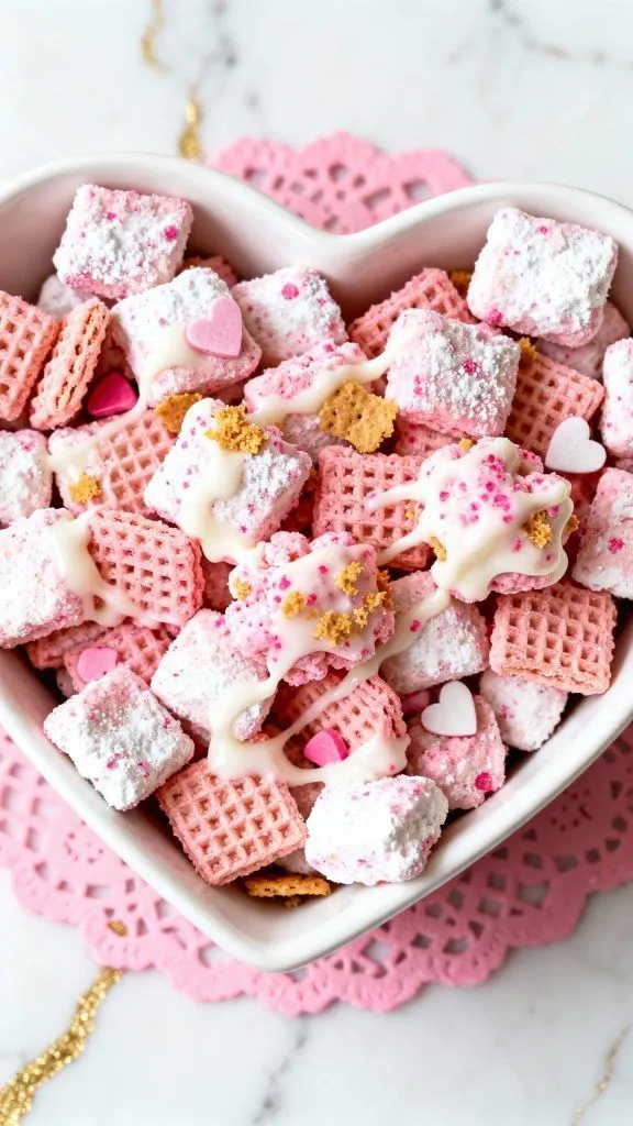 Valentine’s Strawberry Cheesecake Puppy Chow