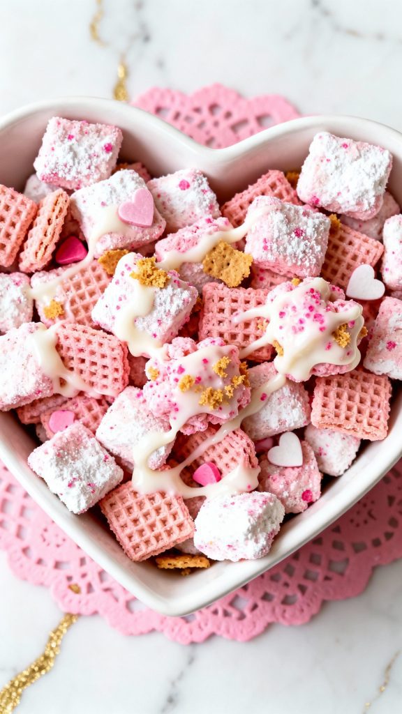 Valentine’s Strawberry Cheesecake Puppy Chow