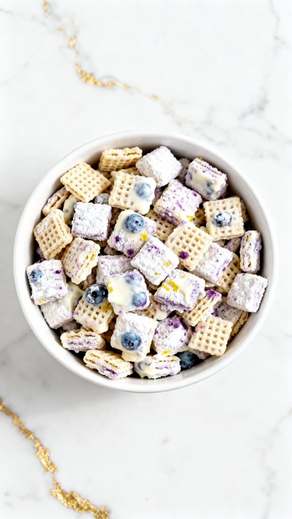 Blueberry Lemon Cheesecake Puppy Chow