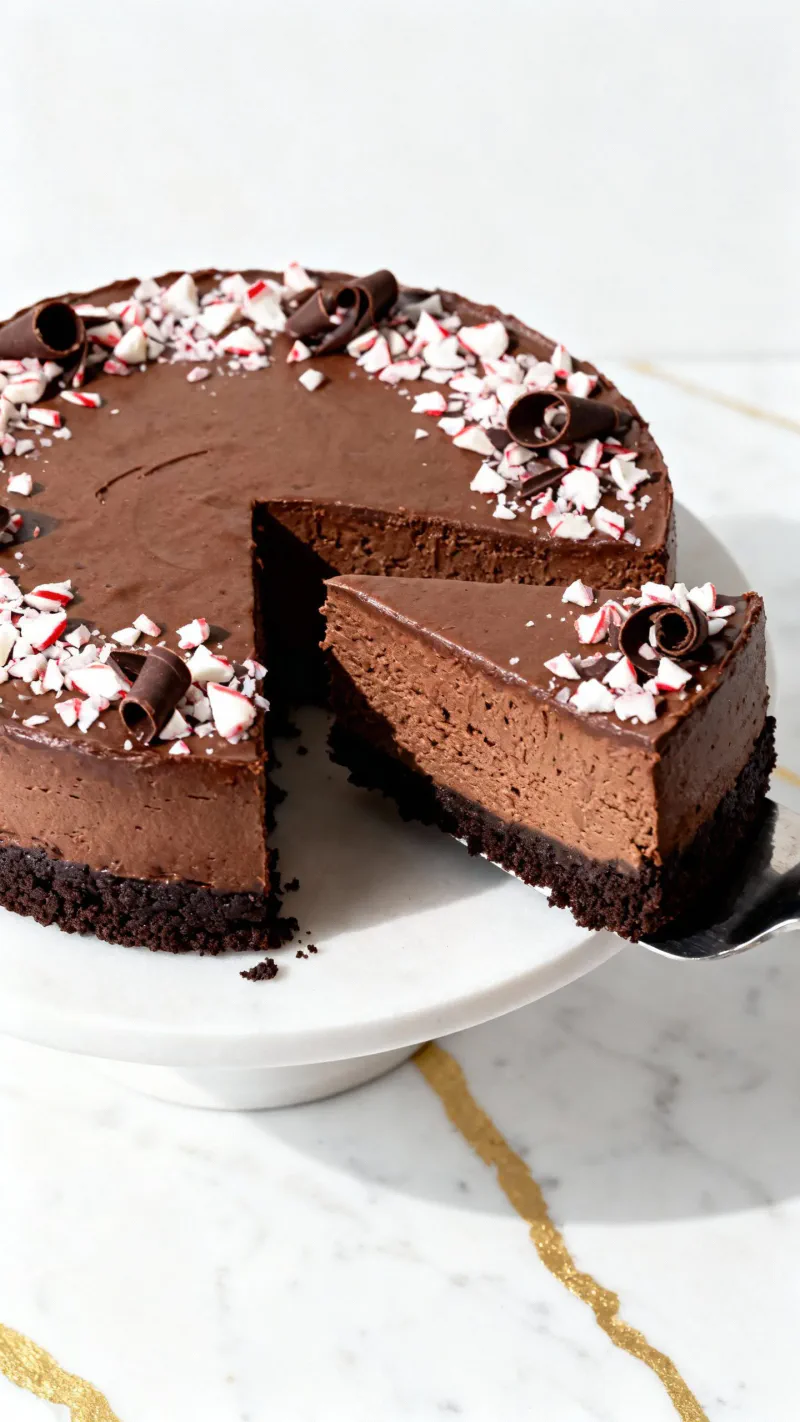 Chocolate Peppermint Cheesecake Recipe for a Creamy Holiday Dessert 24 Chocolate Peppermint Cheesecake, Step 9: Add Toppings and Serve