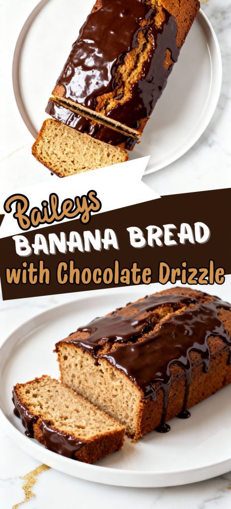 Baileys Banana Bread with Chocolate Drizzle