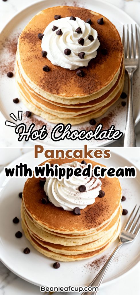 Hot Chocolate Pancakes with Whipped Cream