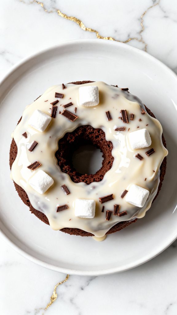 Hot Chocolate Donuts with Marshmallow Glaze