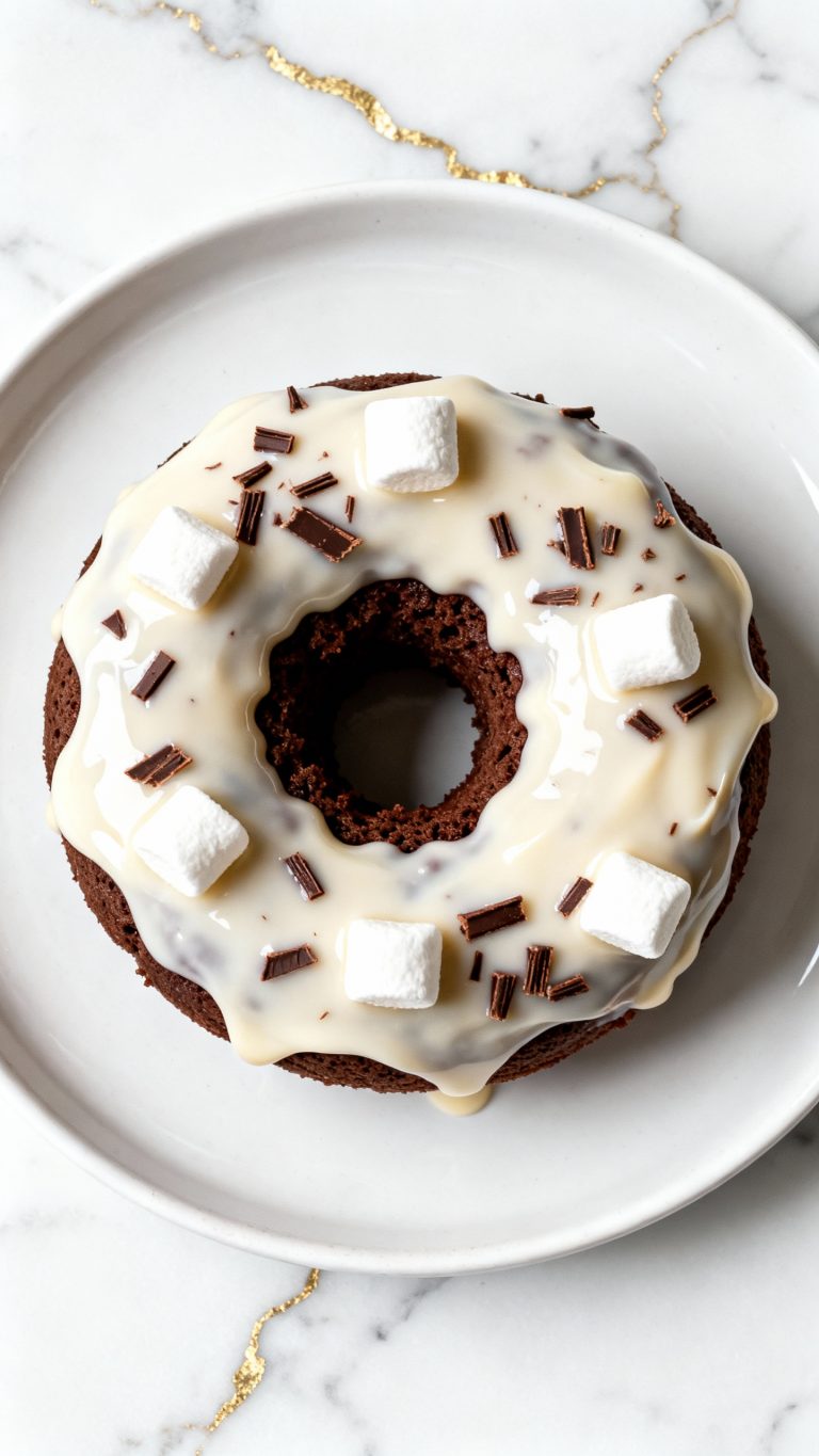 Hot Chocolate Donuts with Marshmallow Glaze