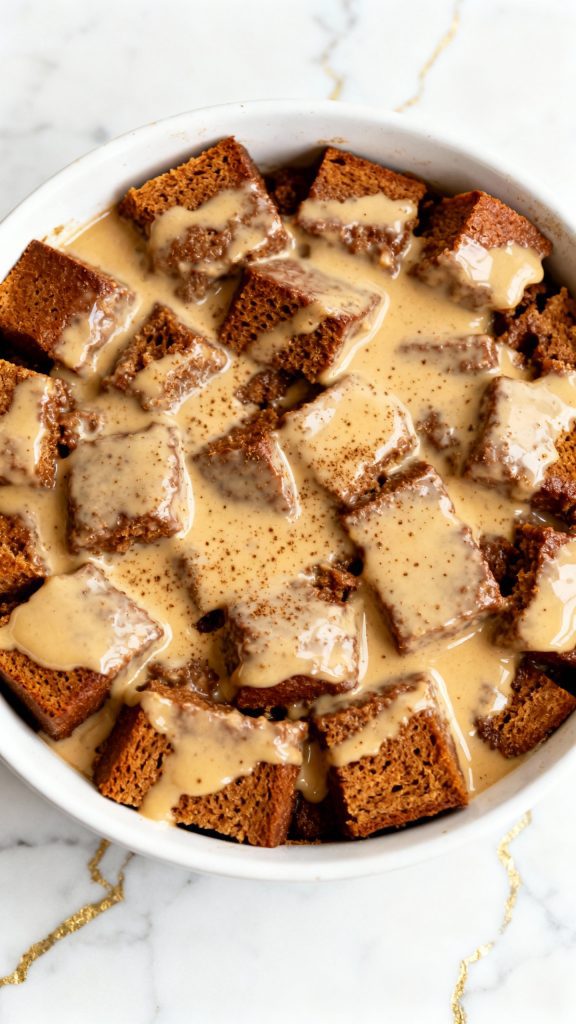 Gingerbread Bread Pudding with Eggnog Sauce