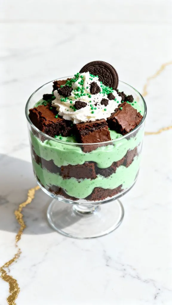 St. Patrick’s Day Brownie Trifle