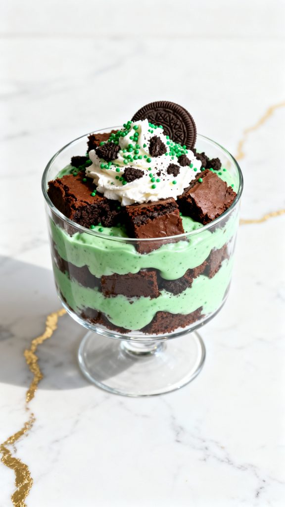 St. Patrick’s Day Brownie Trifle
