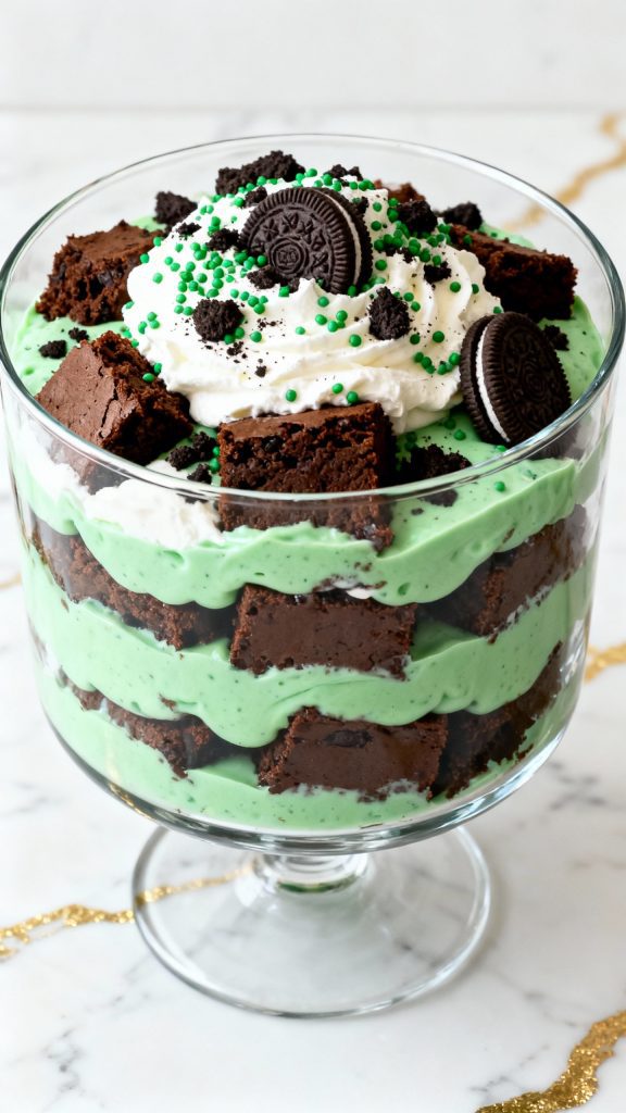 St. Patrick’s Day Brownie Trifle