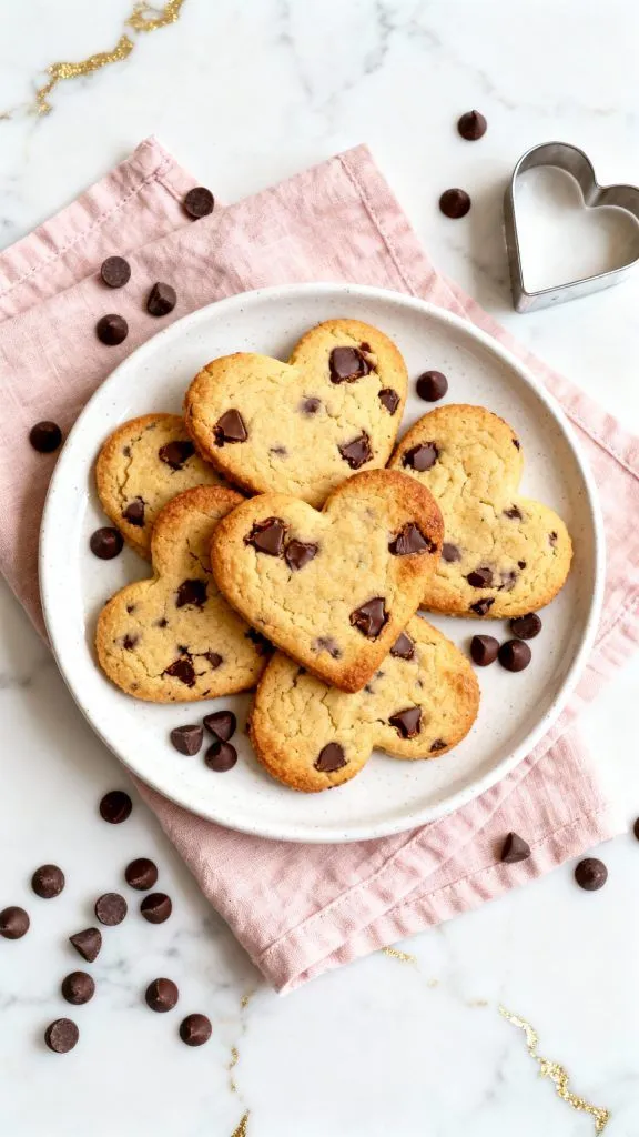 Heart Shaped Chocolate Chip Cookies