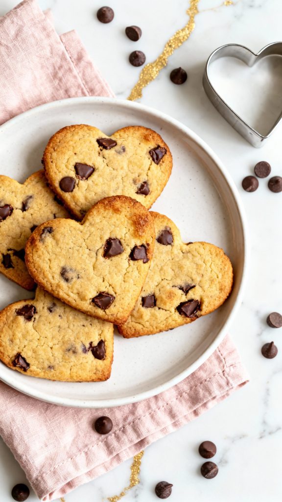 Heart Shaped Chocolate Chip Cookies