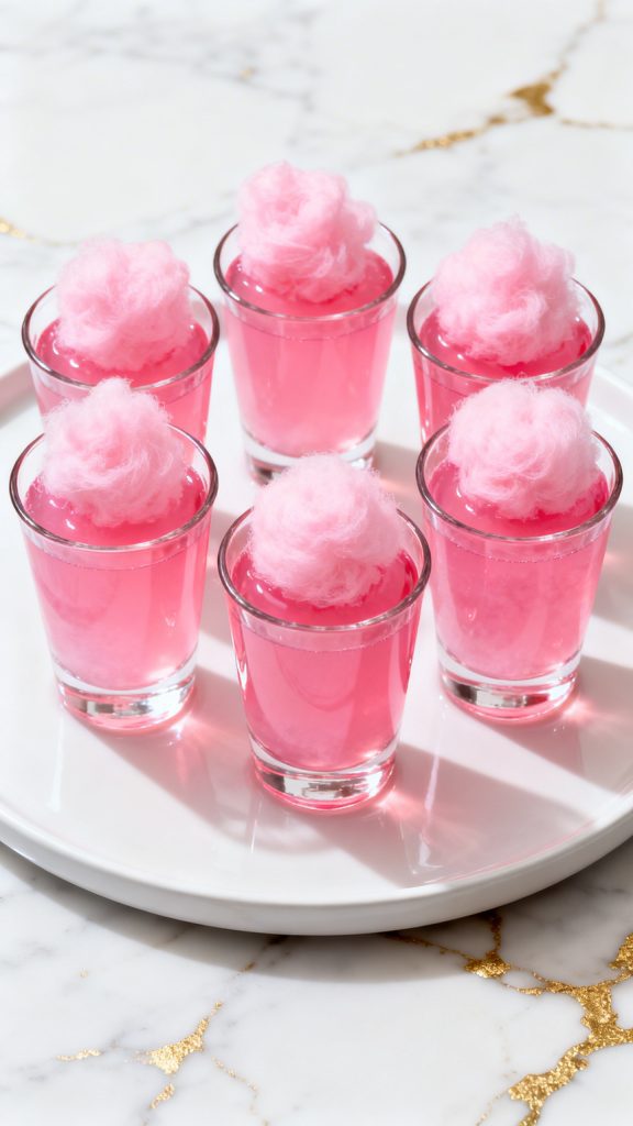 Pink Cotton Candy Vodka Shots