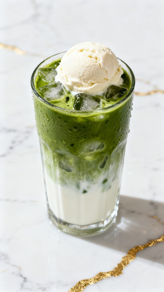 Iced Matcha Latte with Vanilla Ice Cream