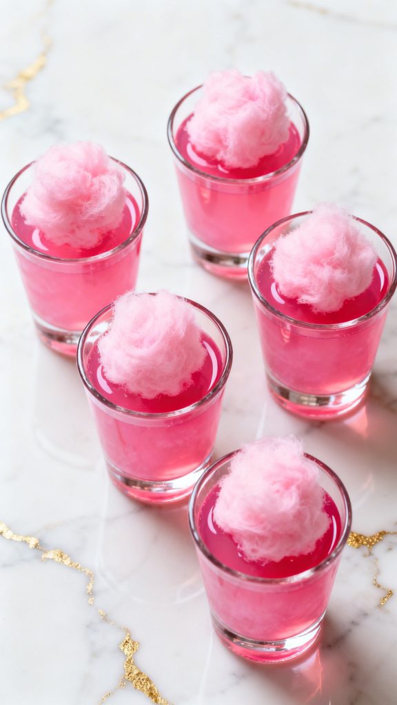 Pink Cotton Candy Vodka Shots