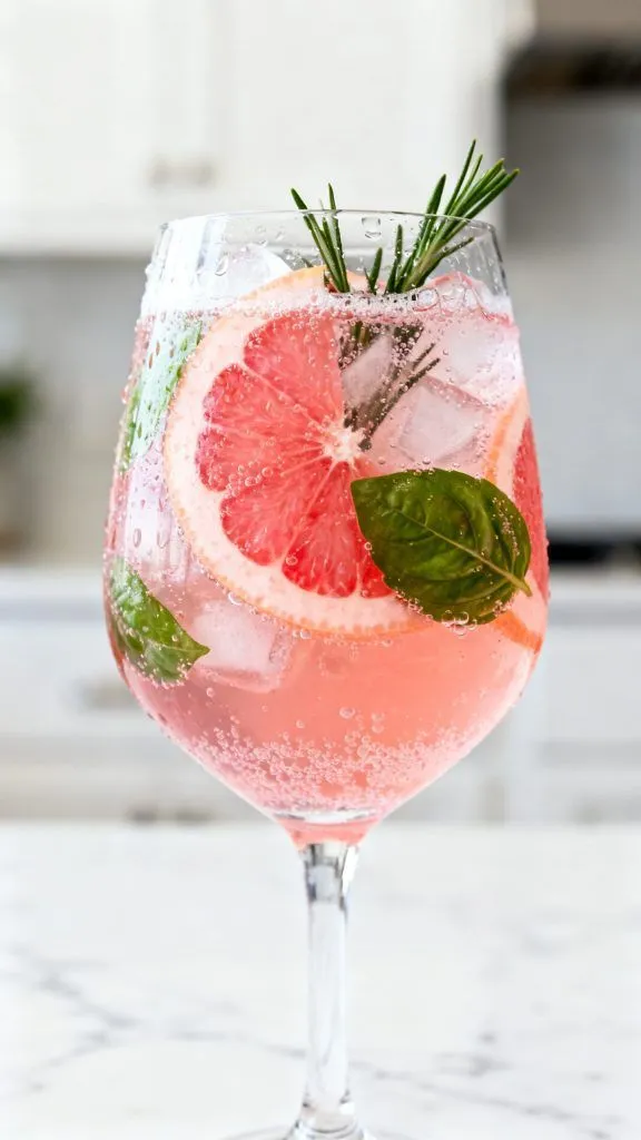 Pink Grapefruit Basil Prosecco Spritz