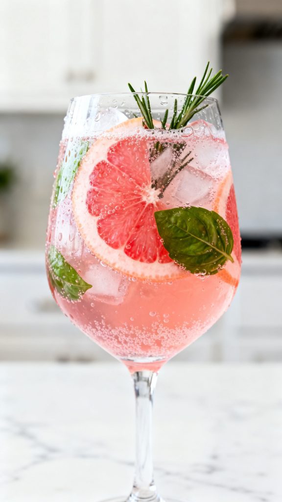 Pink Grapefruit Basil Prosecco Spritz