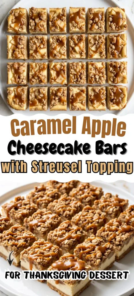 Caramel Apple Cheesecake Bars with Streusel Topping
