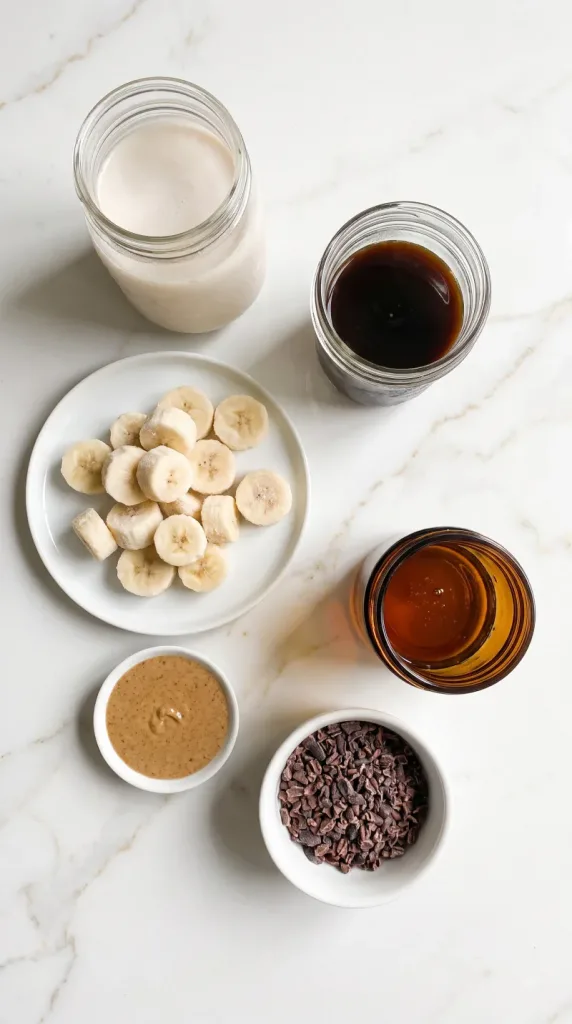 Ingredients for Almond Butter Espresso Shake