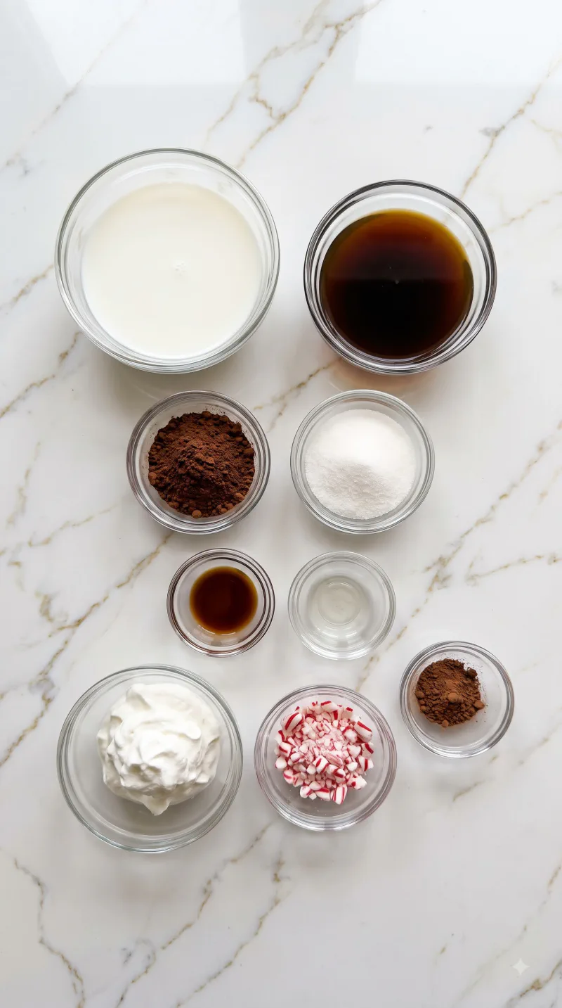 Ingredients for Hot Peppermint Mocha