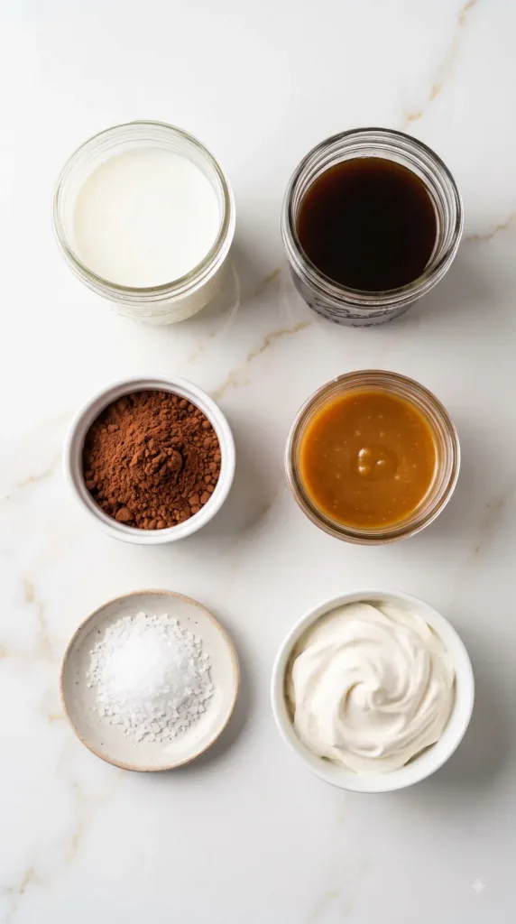 Ingredients for Hot Salted Caramel Mocha