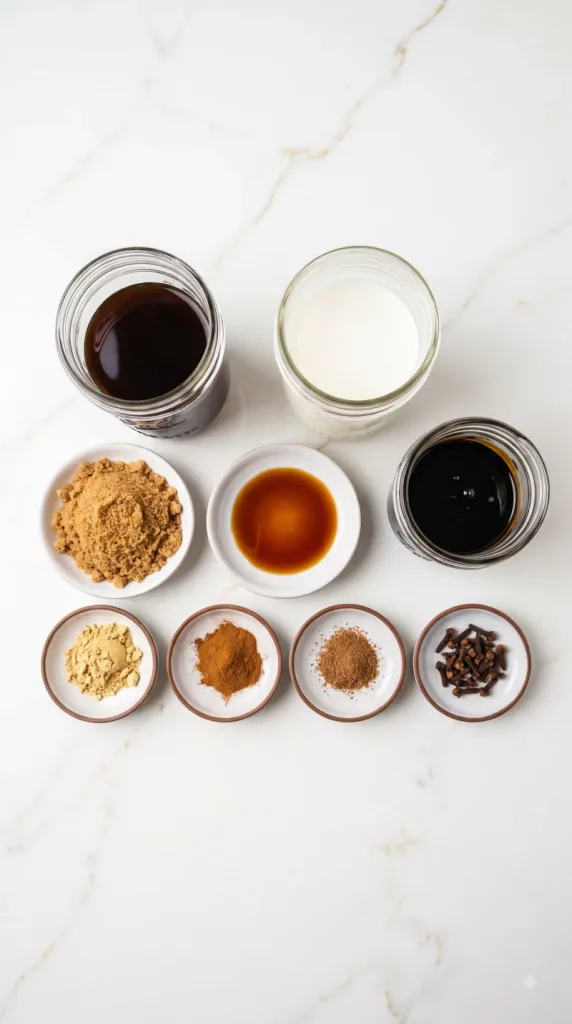 Ingredients for Hot Spiced Gingerbread Coffee