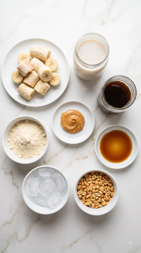 Ingredients for Peanut Butter Protein Coffee Shake