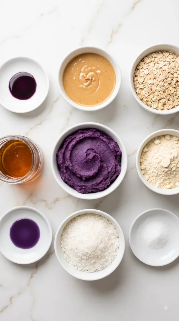 Ingredients for Ube Protein Balls